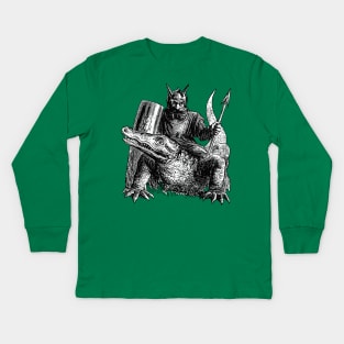 Demon Or Spirit Mounted On A Crocodile Dictionnaire Infernal Cut Out Kids Long Sleeve T-Shirt